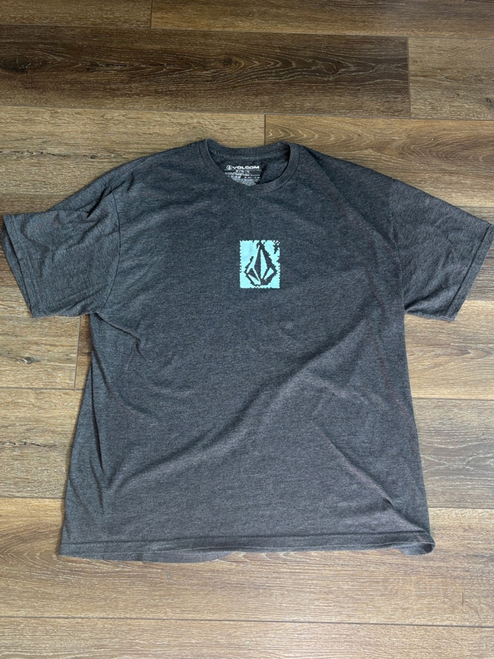 Volcom Short-Sleeve Charcoal Tee with Teal Logo